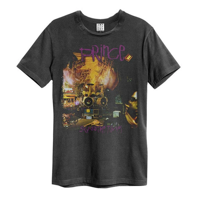 Image of Amplified Amplified Men Sign o' the Times Prince T-Shirt in Charcoal Size: Small Charcoal S Male 5063470408412