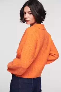 Image of Harper Chunky Cable Knit Jumper, Orange / M