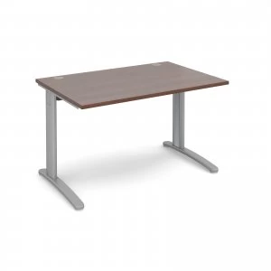 image of TR10 Straight Desk 1200mm x 800mm - Silver Frame Walnut Top