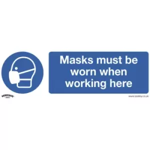 image of Worksafe SS57V1 Mandatory Safety Sign - Masks Must Be Worn - Self-...