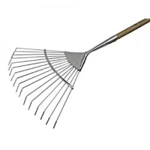 image of Faithfull Prestige Stainless Steel Lawn Rake Ash Handle