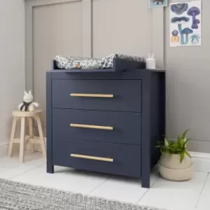 image of Tivoli Wooden Changing Unit with 3 Drawers in Navy - Tutti Bambini