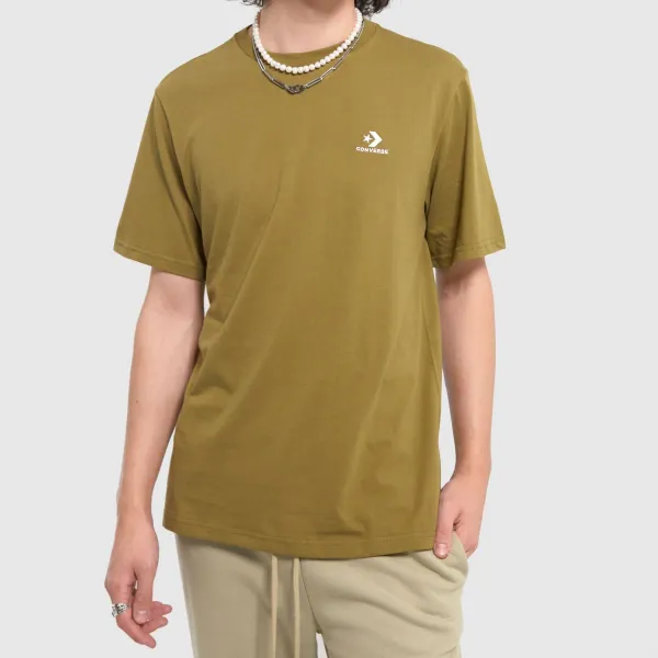 image of Converse left chest chevron t-shirt in khaki