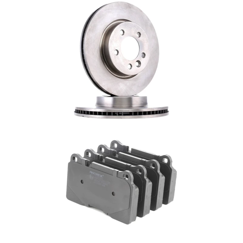 Image of RIDEX 3405B3240 Brake disc and pads set Front Axle, Brake Disc Type: internally vented, prepared for wear warning indicator Brake Set,disc brakes (34