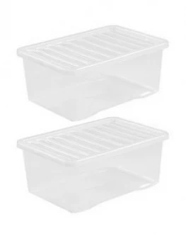 image of Wham Set Of 2 Clear Plastic Crystal Storage Boxes ; 45 Litres Each