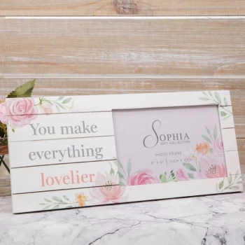 Image of 6" x 4" - Sophia Wooden Floral Photo Frame - Lovelier