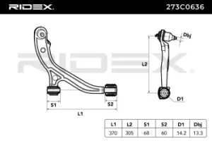 Image of RIDEX Suspension arm CHRYSLER,DODGE 273C0636 04766542AA,04766542AD,4766542AA 4766542AC,4766542AD,K04766542AA,K04766542AC