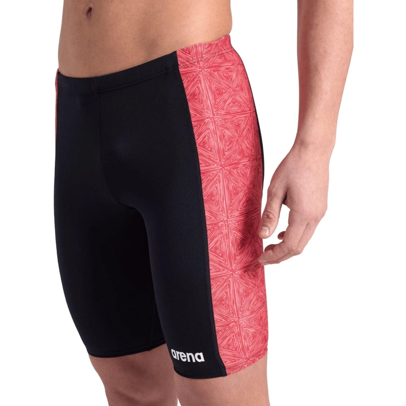 Image of Arena Mens Abstract Tiles Swim Jammer Black Red male 2X Large