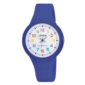 image of Lorus RRX45EX9 Youths Dark Blue Soft Silicone Strap Watch with Colourful Arabic Numerals