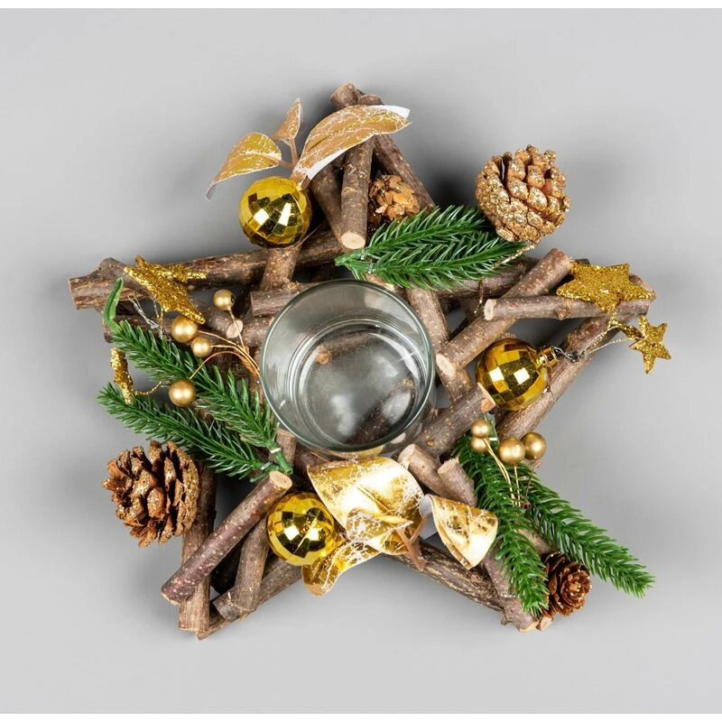 Image of Shatchi 22cm Twig Star Candle Holder Gold Gold