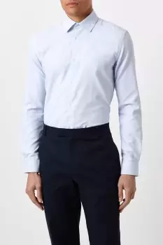 Image of Mens Blue Slim Fit Two Tone Textured Smart Shirt
