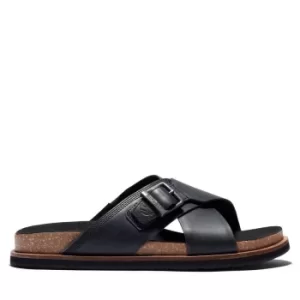 image of Timberland Amalfi Vibes Cross Slide Sandal For Men In Black Black, Size 10.5