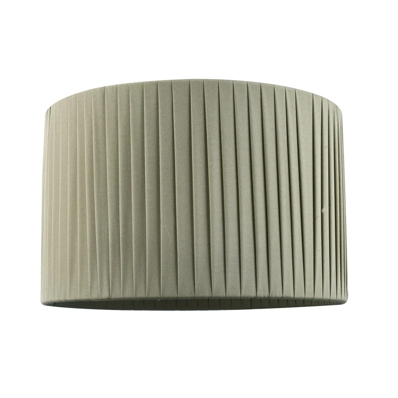 Image of Happy Homewares Contemporary Designer Double Pleated Cotton Fabric Drum Lamp Shade in Olive Size: 12" Olive Unisex 12"