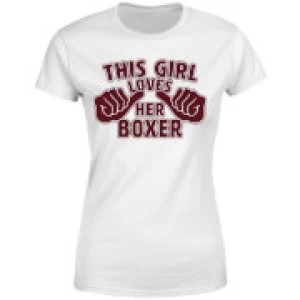 Image of This Girl Loves Her Boxer Womens T-Shirt - White - 3XL