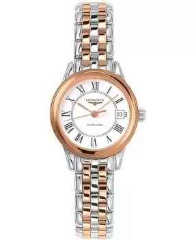 Image of Longines Flagship Automatic 26mm White Dial Stainless Steel and Rose Gold PVD Womens Watch L4.274.3.91.7 L4.274.3.91.7