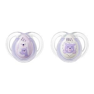 Image of Tommee Tippee Closer to Nature 2 Night Time Orthodontic Soothers 0 6m Blue