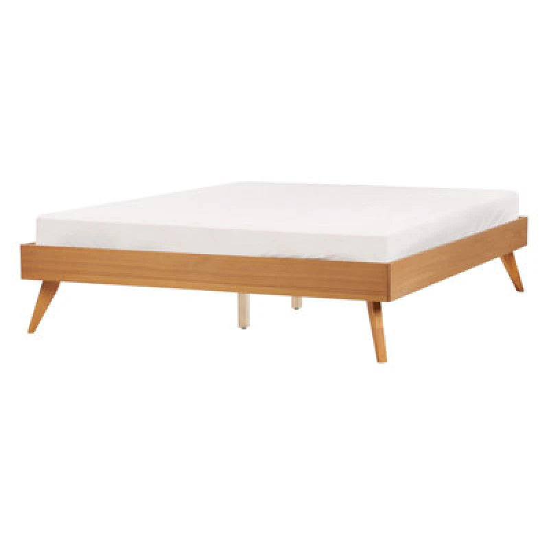 Image of Beliani Bed Without Headboard Berric 140 X 200 Cm (Eu Double) Natural Ash Wood