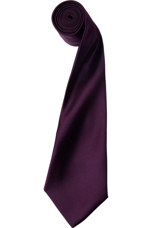 Image of Premier Premier Men Plain Satin Tie (Narrow Blade) in Aubergine Aubergine One Size Male 5054171869275