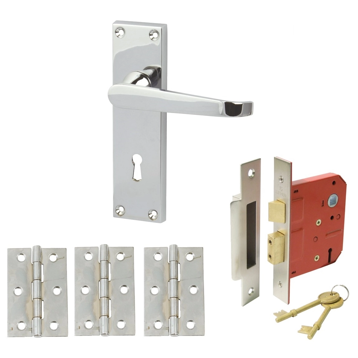 Image of Straight Victorian Handle Set with Sash Lock and Hinges