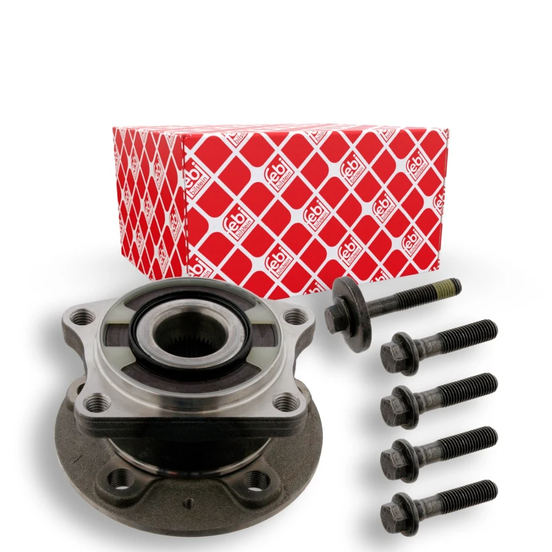 Image of FEBI BILSTEIN 31371 Wheel bearing kit with fastening/mounting material, with ABS sensor ring Wheel Bearing Kit (654)