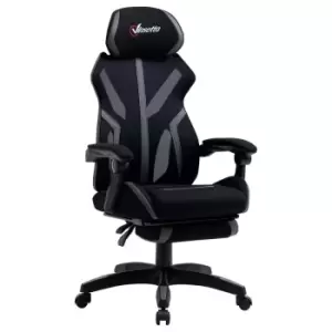 Image of Vinsetto Mesh Task Swivel Chair Office Desk Recliner With Lumbar Support - Grey