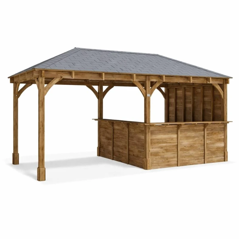 Image of Dunster House Dunster Wooden House Garden Bar 6M X 3M Outdoor Pub Shed With Counter Leviathan Side Wall