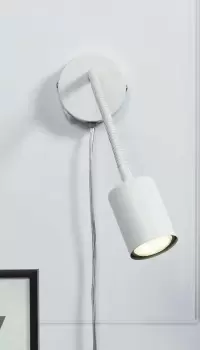 Image of Explore Flex Indoor Bedroom Living Dining Office Wall Light with Adjustable Lamp Head in White