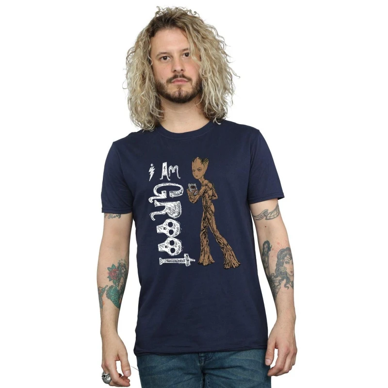 Image of Avengers Infinity War Mens I Am Teenage Groot T-Shirt in Navy Size: Small Navy Male S