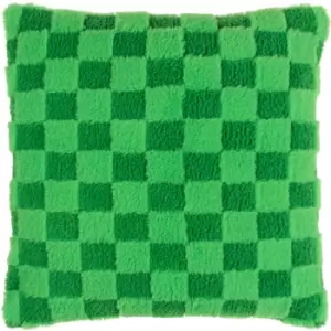 image of Check It Boucle Fleece Cushion Go Green, Go Green / 45 x 45cm / Polyester Filled