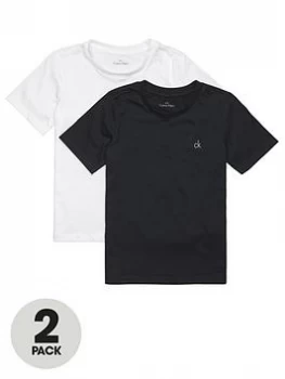 Image of Calvin Klein Boys 2 Pack Short Sleeve T-Shirts - Black/White, Size Age: 10-12 Years