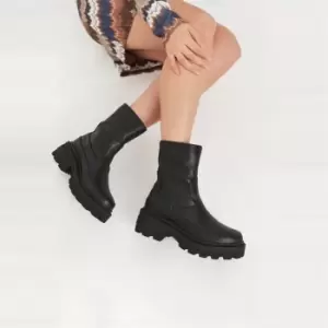 image of Missguided Chunky Sole Textured Sole Sock Boots - Black