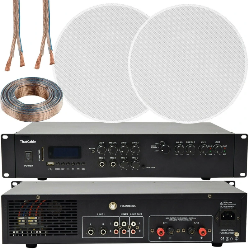 Image of Loops 400W Bluetooth Sound System 2x 8 Slim Ceiling Speaker Channel HiFi Amplifier Multi unisex