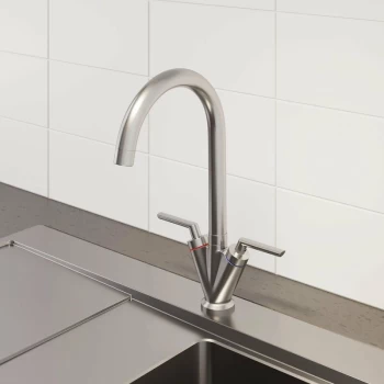 image of Valdivia Brushed Finish Kitchen Mixer Tap - Sauber