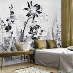 image of Art For The Home Flower Press Sketch Mural Wallpaper Paper