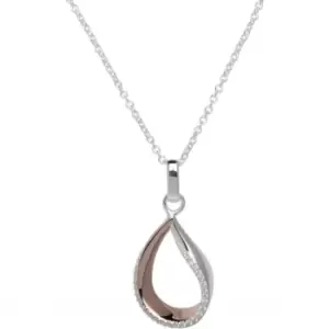 Image of Ladies Unique & Co Sterling Silver 925 Pendant with Rose Gold Plating and CZ incl. Chain