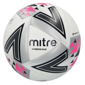 Image of Mitre Ultimatch Plus Match Ball White/Silver/Pink - Size 5