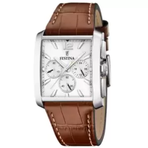 Image of Festina F20636/1 Mens Chronograph Brown Leather Strap Wristwatch