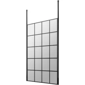 image of Frame Effect Wet Room Screen with Ceiling Post 1100mm Wide - 8mm Glass - Hudson Reed