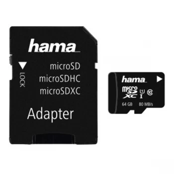 Image of Hama microSDXC 64GB Class 10 UHS-I 80MB/s + Adapter/Photo