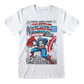 Image of Marvel Comics Captain America - Comic Cover Unisex Large T-Shirt - White
