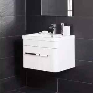 image of Homely White 600mm Wall Hung Vanity Unit & Basin with FREE Mirror