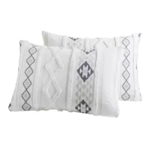 image of Peri Home Chenille Geo Cotton Standard Pillowcase - Blue