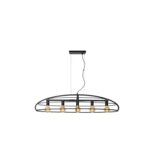 Image of Dikra Modern Bar Pendant Light - 5xE27 - Black
