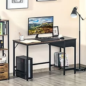 image of Homcom Computer Desk Rustic Brown, Black 600 x 750 mm