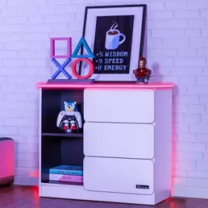 Image of CarbonTek 3 Drawer Chest with Enhanced LED Lighting, white