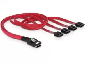 image of DeLOCK Cable mini SAS 36pin to 4x SATA SCSI cable Red 0.5 m