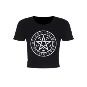 Image of Grindstore Womens/Ladies We Are The Weirdos Mister Pentagram Crop Top (XS) (Black/White)