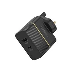 image of Otterbox UK Wall Charger 30W - USB C 18W + USB A 12W USB-PD 3.0 - Black