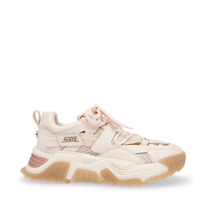 Image of Steve Madden Womens Kingdom Low-Top Trainers Cream Rose Gld female 3 (36)