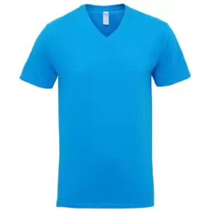 image of Gildan Mens Premium Cotton V Neck Short Sleeve T-Shirt (M) (Sapphire)